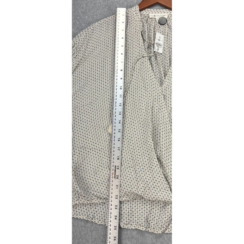 LOFT Lou & Grey Top Size S Small Pickstitch Wrap Chiffy Ivory Black Sleeve Women - Picture 10 of 10